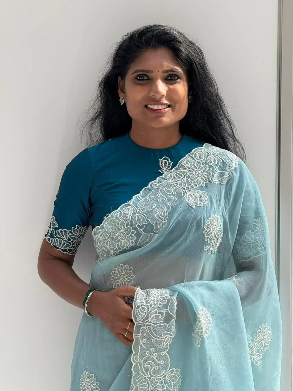 Crush Chiffon Embroidery With Ready Wear Blouse