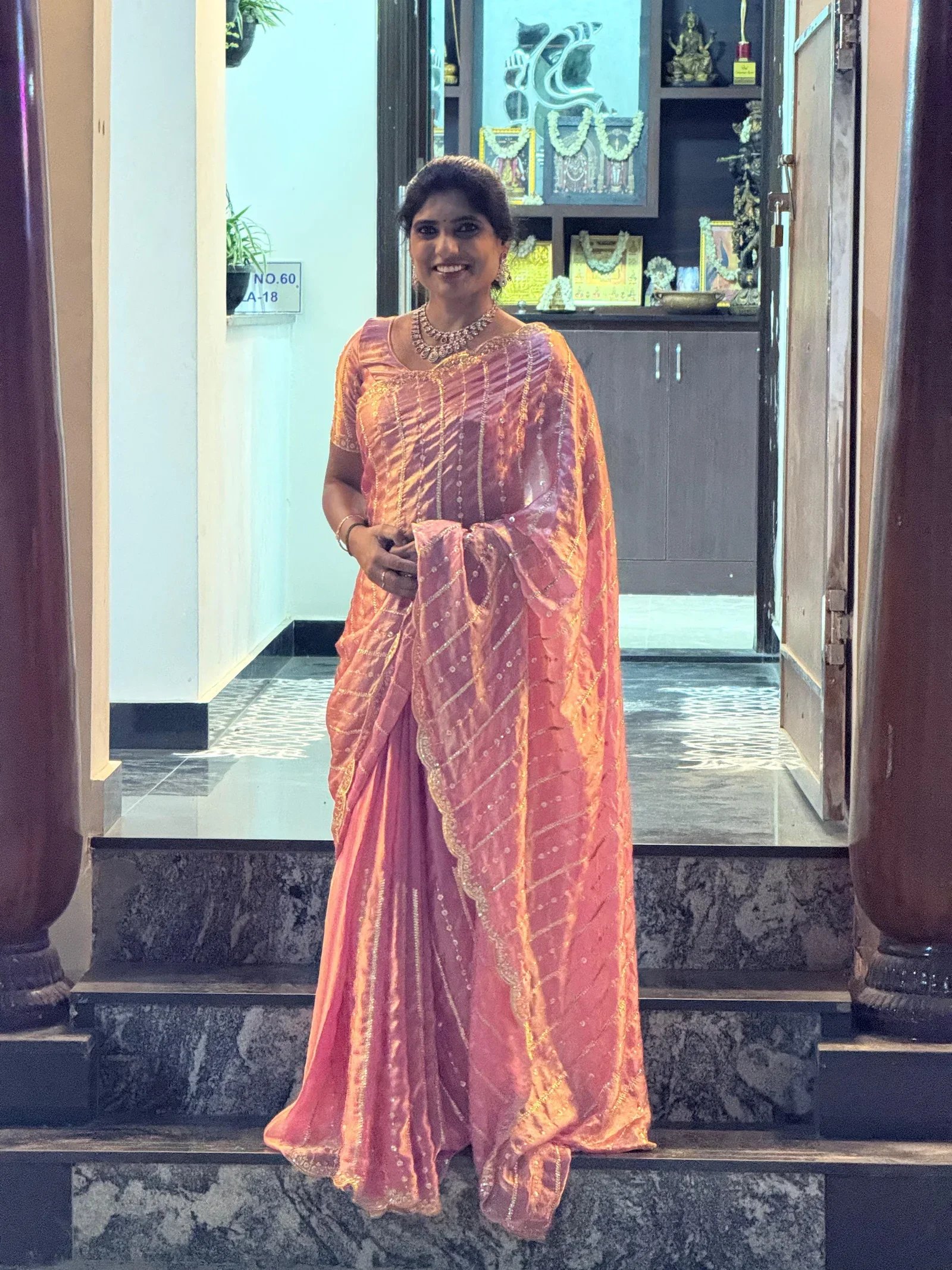 Metallic Silk With Ready Wear Blouse  
