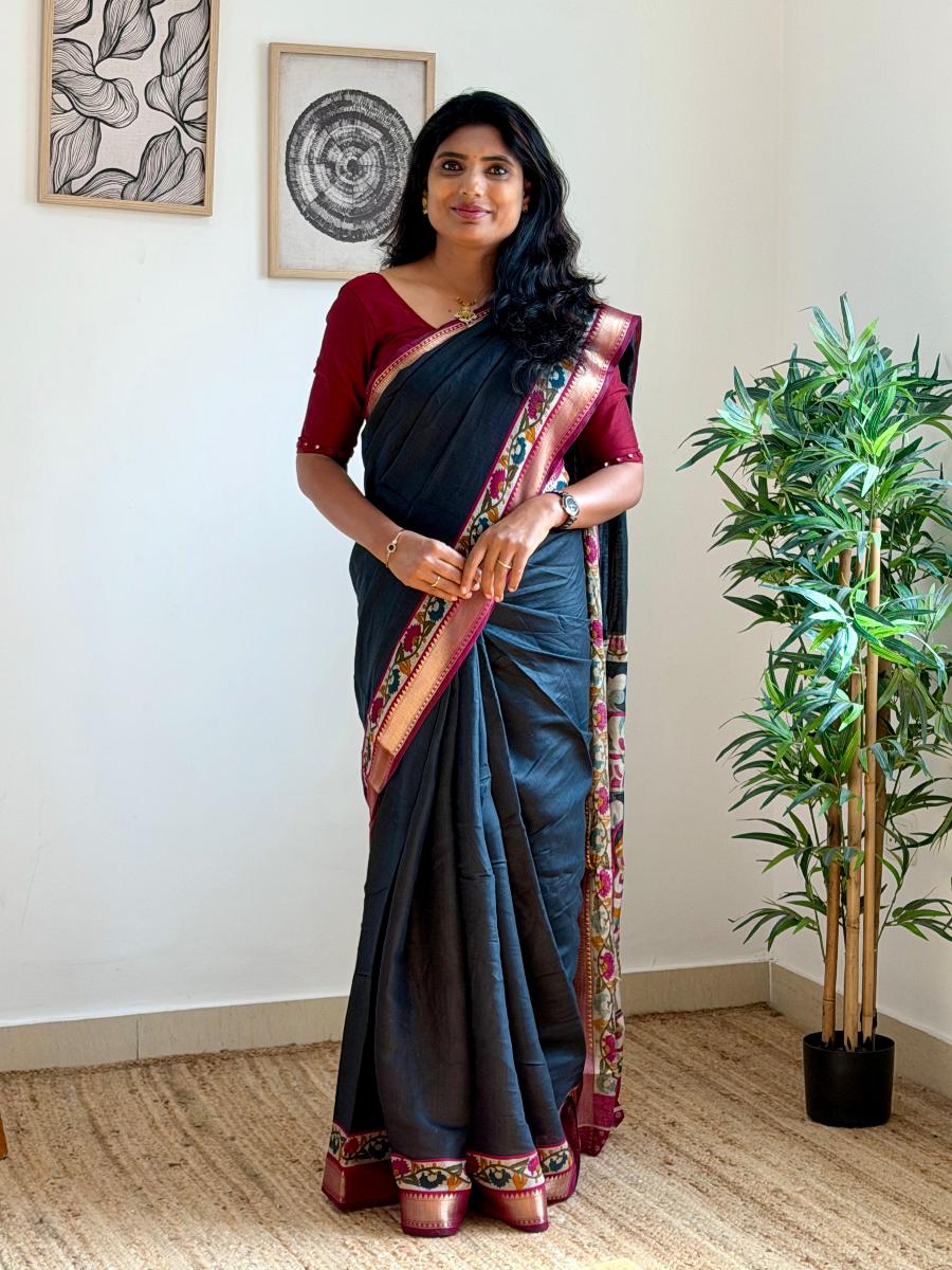 Mysore Crepe Silk With Ready Wear Blouse  