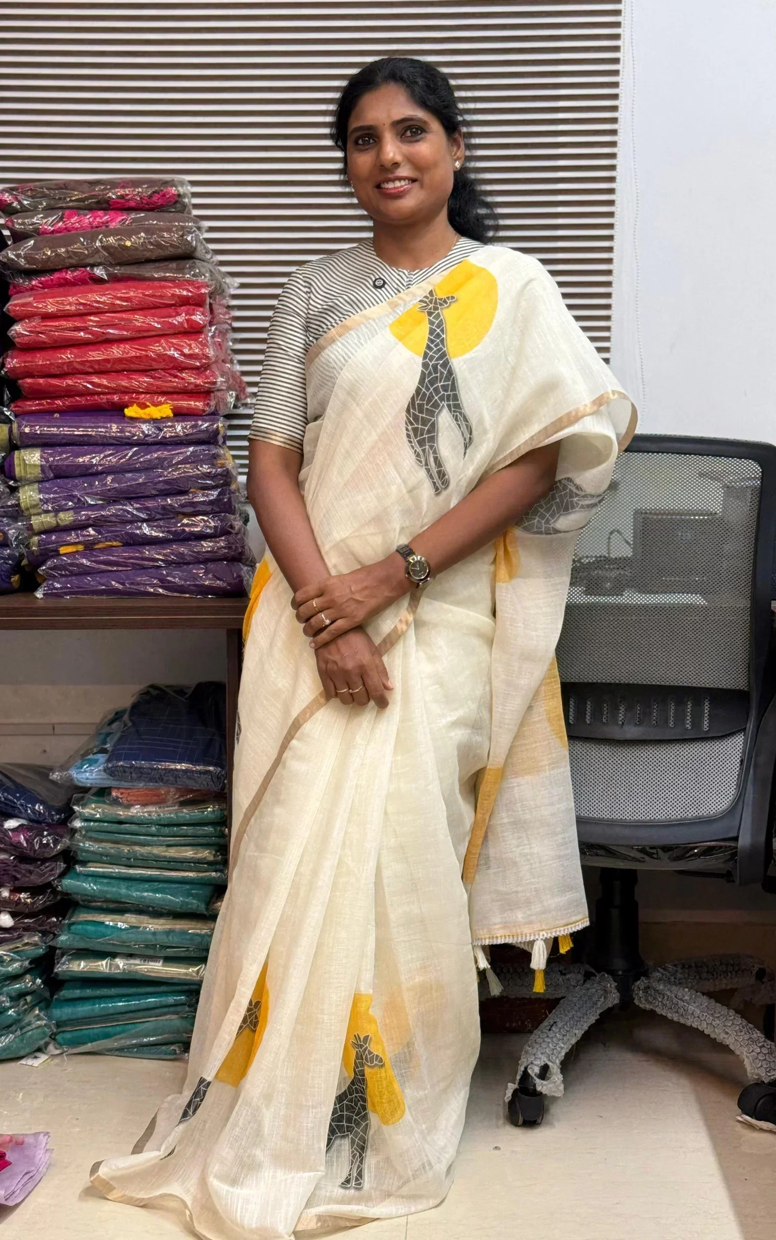 Giraffe Linen With Ready Wear Blouse