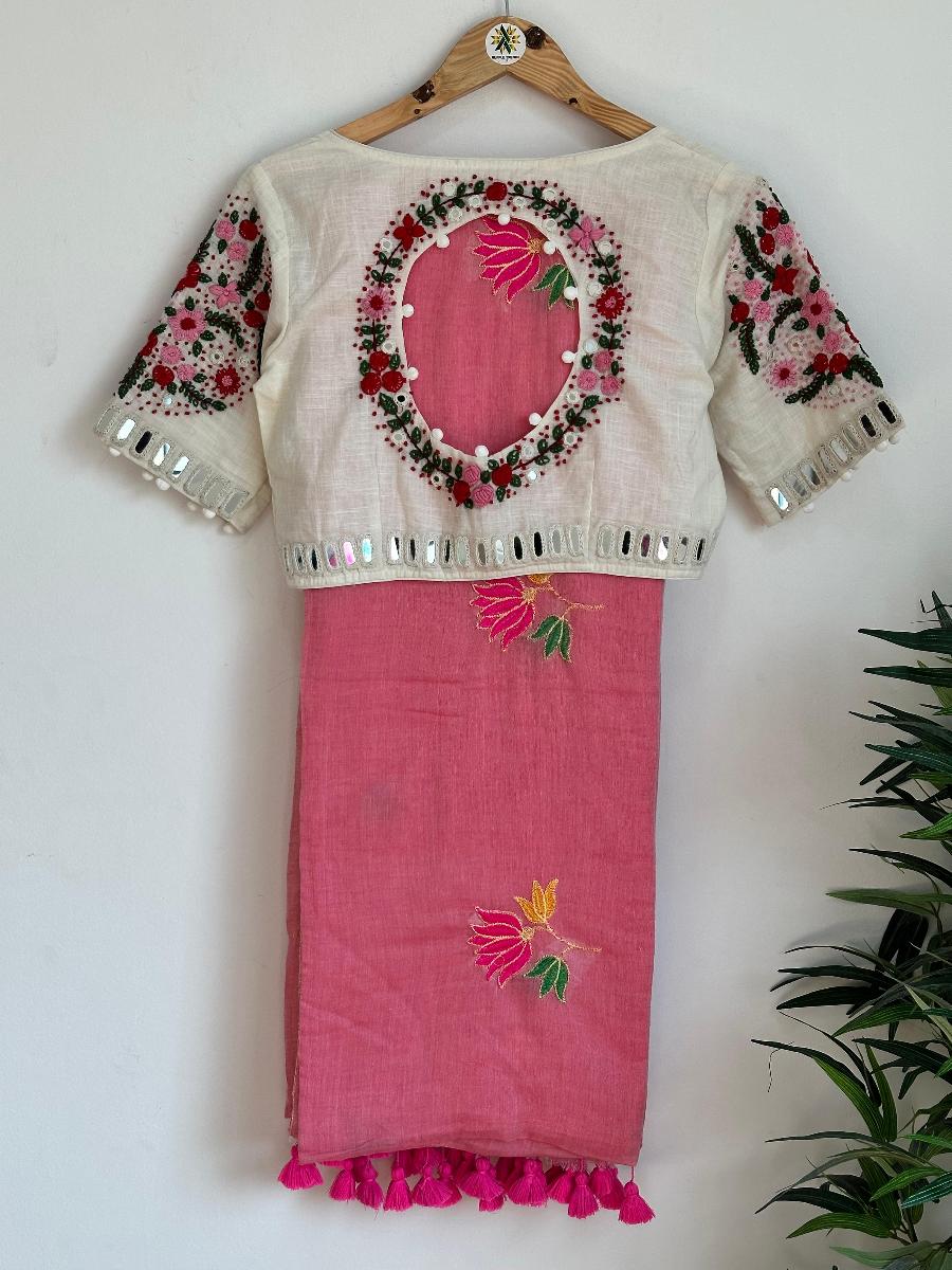 Embroidery Mul Cotton With Read Wear Blouse    