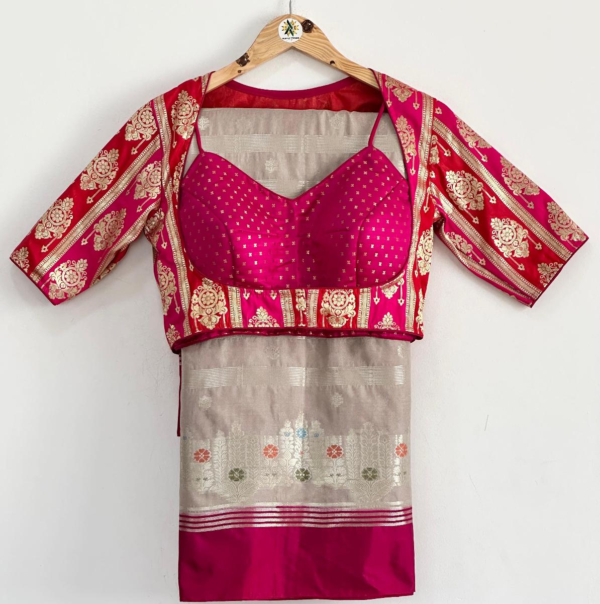 Banarasi Silk With Ready Wear Blouse 