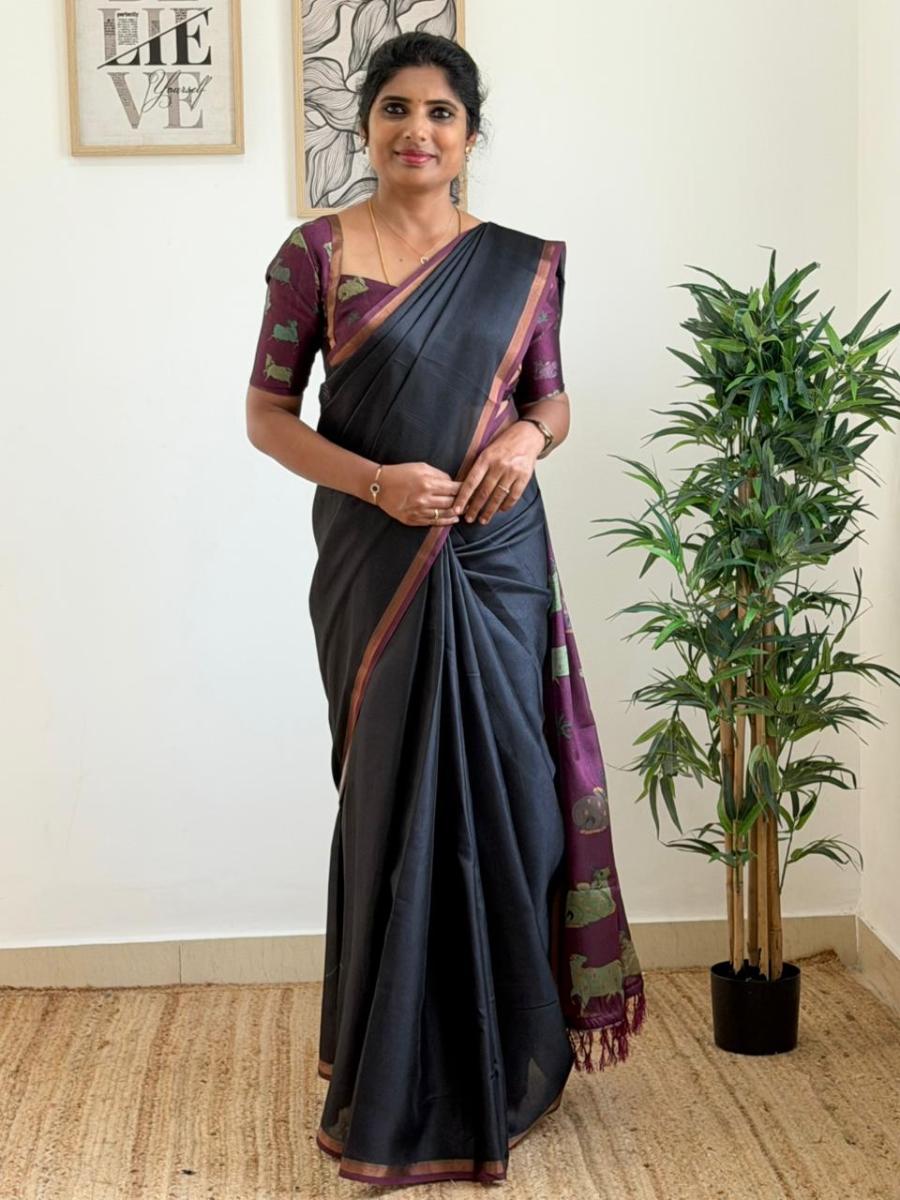 Maheswari Silk With Ready Wear Blouse