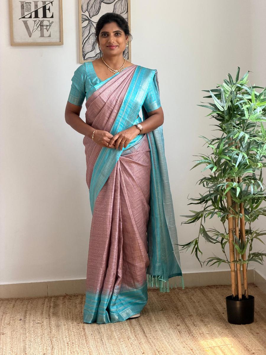 Tussar Silk With Ready Wear Blouse 