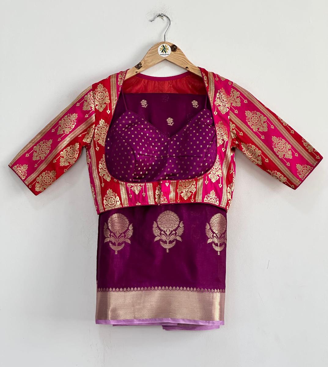 Banarasi Silk With Ready Wear Blouse 