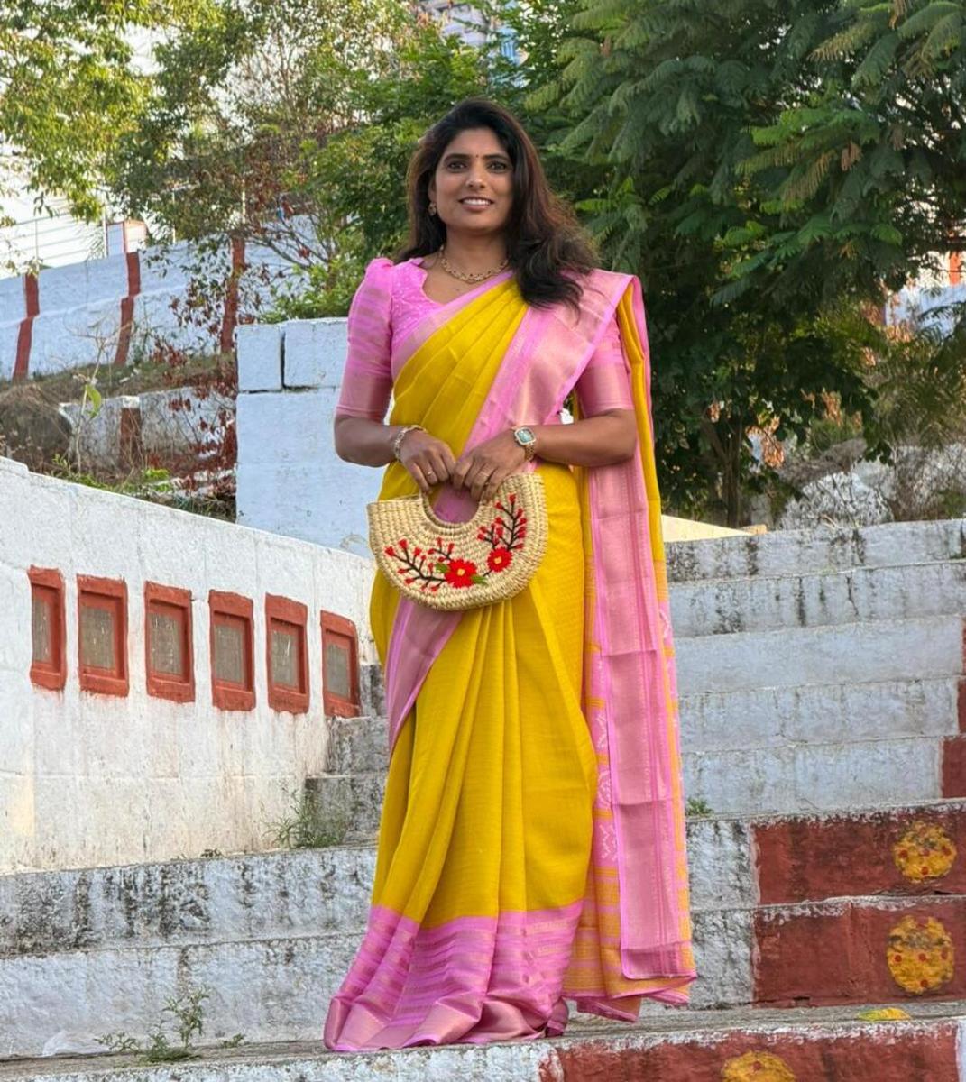 Mysore Crepe With Ready Wear Blouse