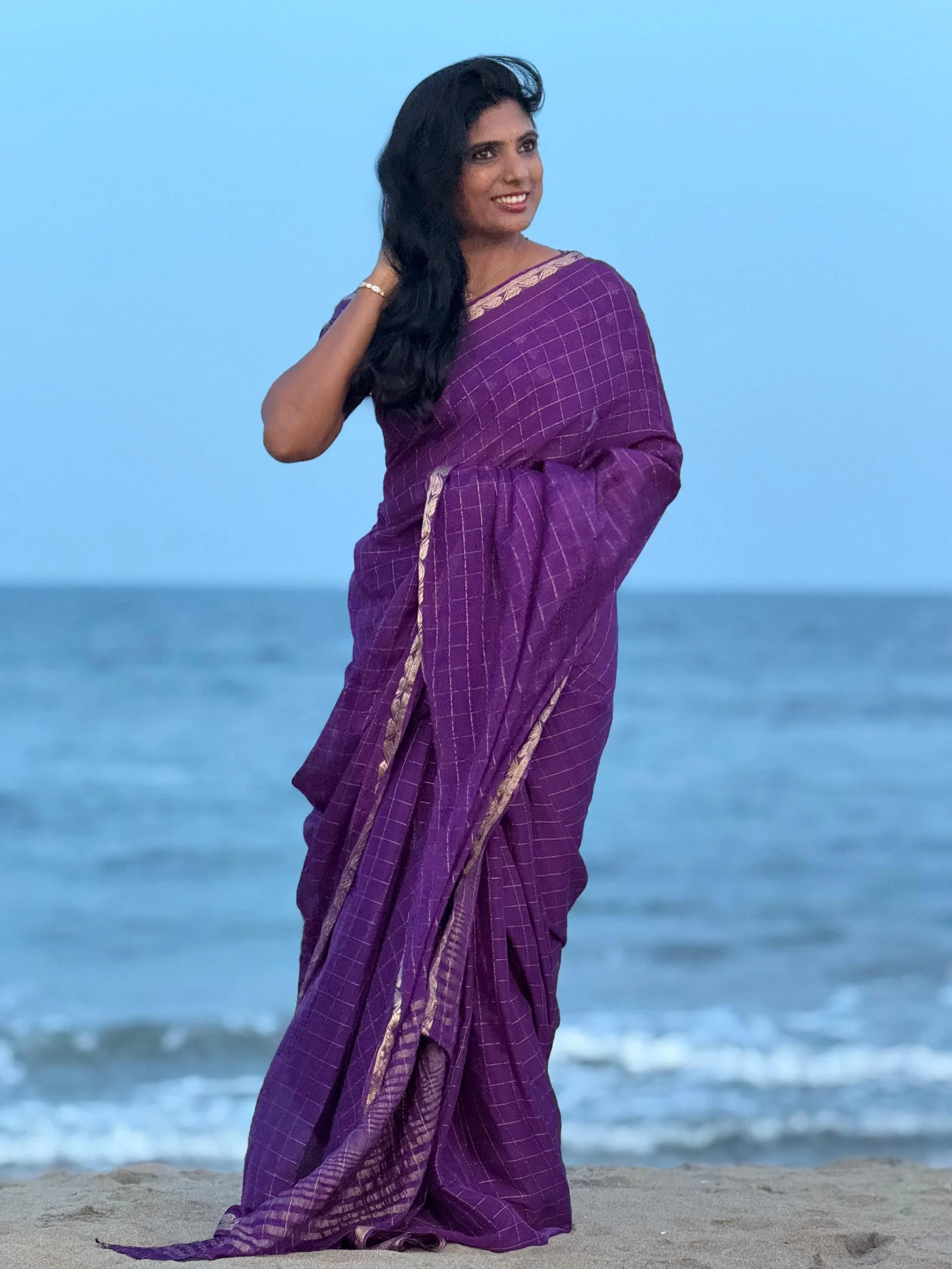 Pure Chinon With Ready Wear Blouse