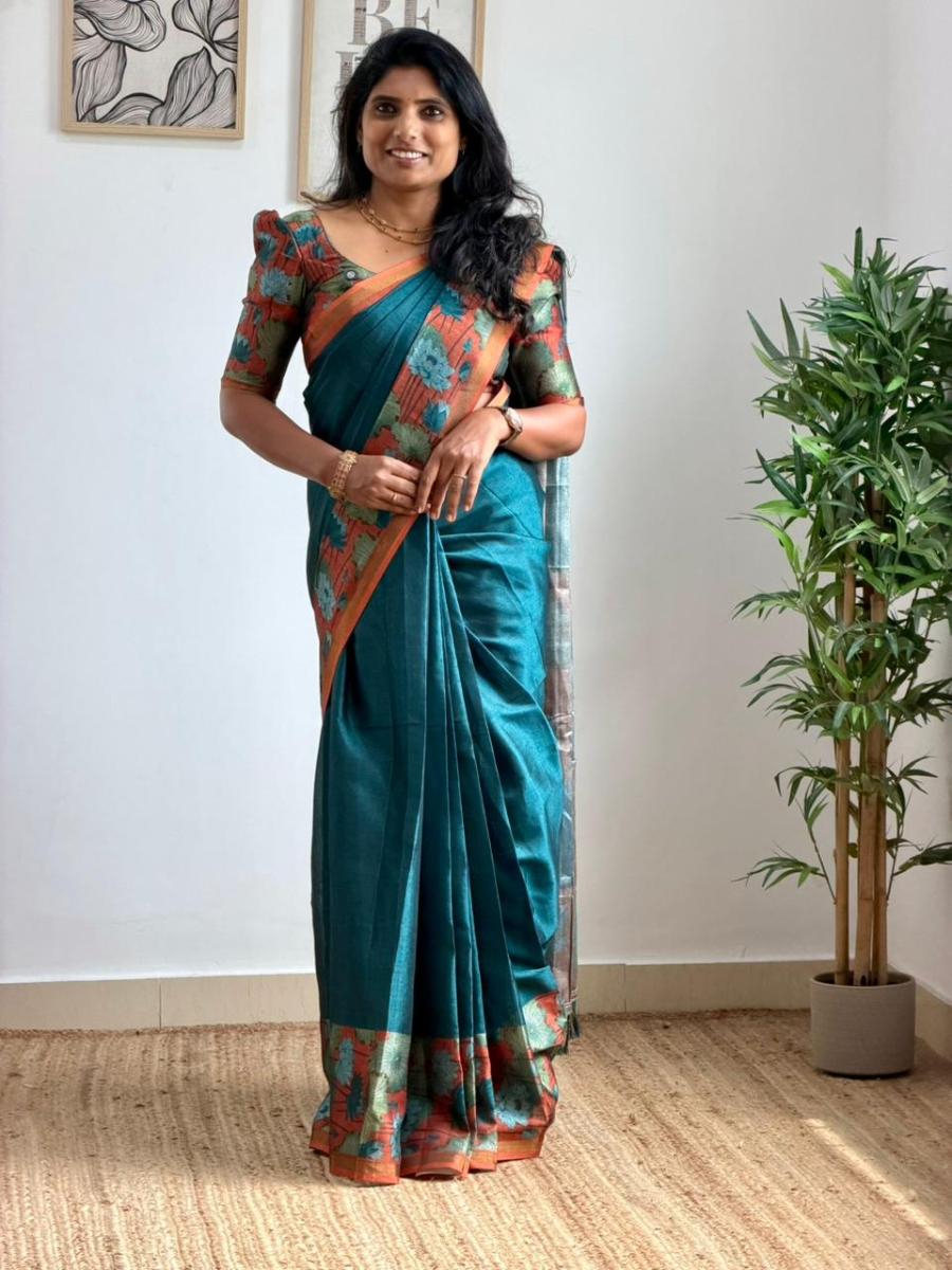 Maheswari Silk With Ready Wear Blouse