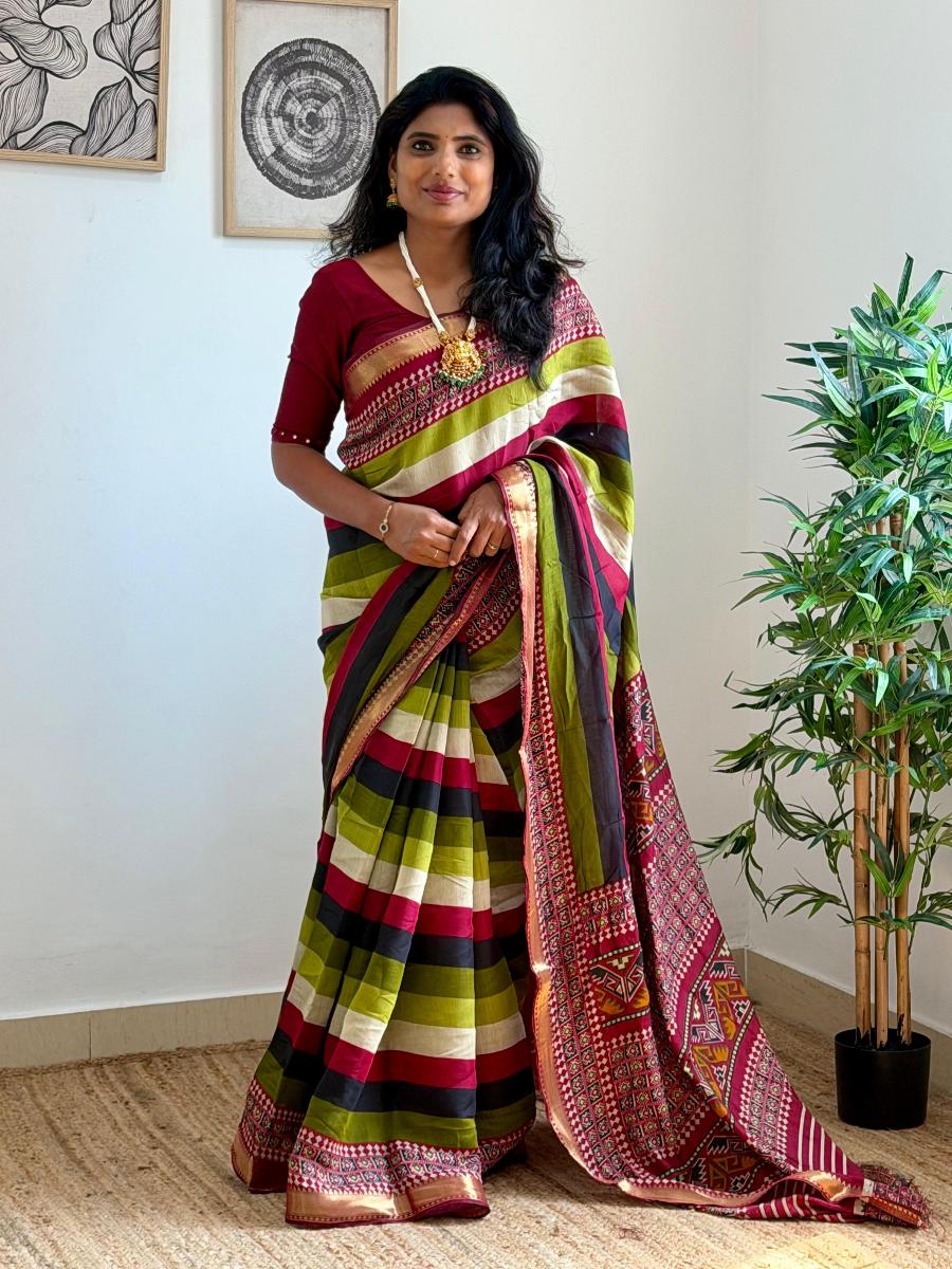 Mysore Crepe Silk With Ready Wear Blouse