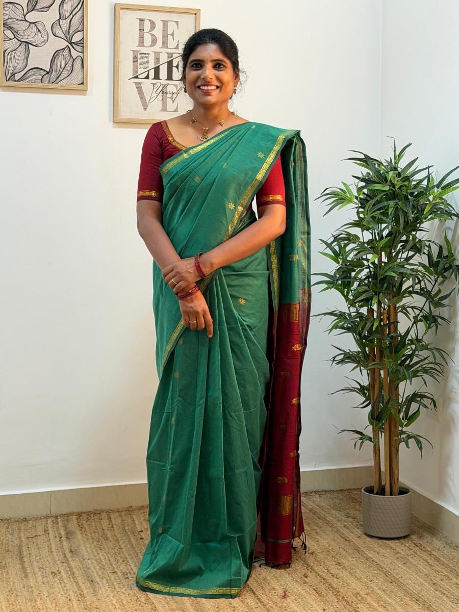 Kalyani Cotton With Ready Wear Blouse